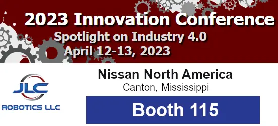 Customized Logo for the Mississippi State 2023 Innovation Conference at Nissan North America in Canton Mississippi. The logo has been modified to include the JLC Robotics logo and location of the event. It already includes the dates - April 12th and 13th 2023.