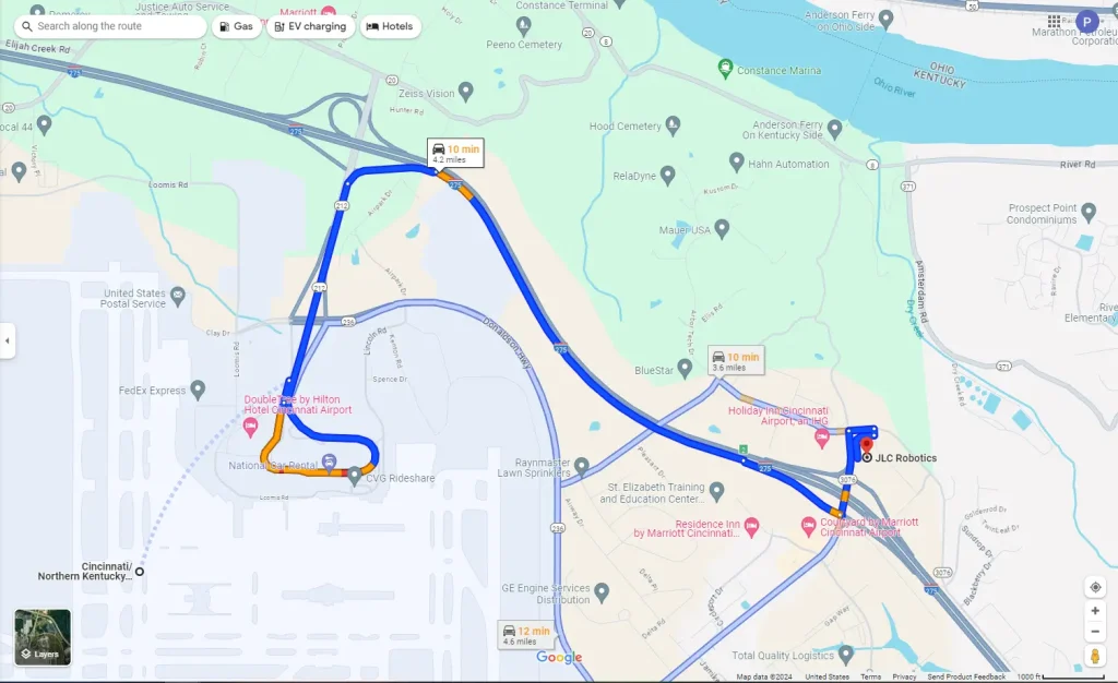 Driving Directions from CVG to JLC Robotics