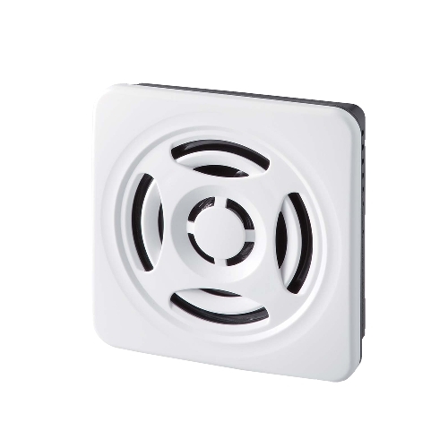 A picture of the Patlite BSV-24N-W. It's a small unit that functions as the alarm device (speaker) on the bottom of a Thouzer AGV.